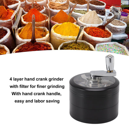 4 Layers Hand Crank Spices Grinder Zinc Alloy 60mm Manual Spice Grinder with Filter V1294-YM3117220223411-0421