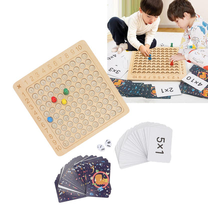 Math Multiplication Board Children Montessori Counting Educational Toys Wooden Multiplication Table Board Game V1294-YM3117220223911-0421