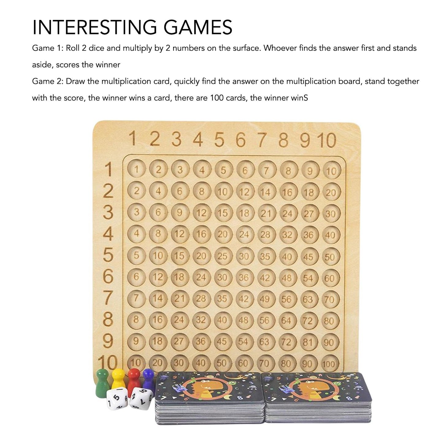 Math Multiplication Board Children Montessori Counting Educational Toys Wooden Multiplication Table Board Game V1294-YM3117220223911-0421