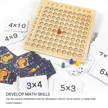 Math Multiplication Board Children Montessori Counting Educational Toys Wooden Multiplication Table Board Game V1294-YM3117220223911-0421