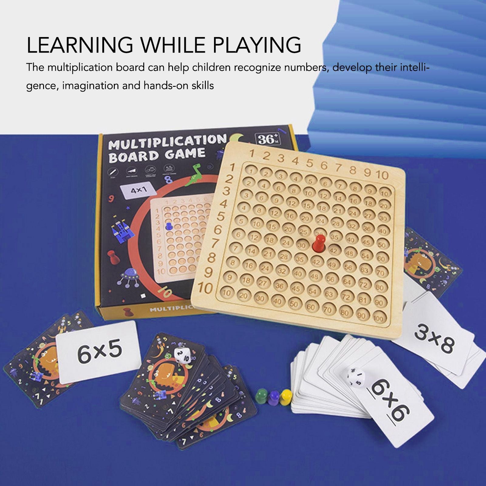 Math Multiplication Board Children Montessori Counting Educational Toys Wooden Multiplication Table Board Game V1294-YM3117220223911-0421