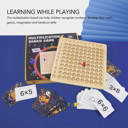 Math Multiplication Board Children Montessori Counting Educational Toys Wooden Multiplication Table Board Game V1294-YM3117220223911-0421
