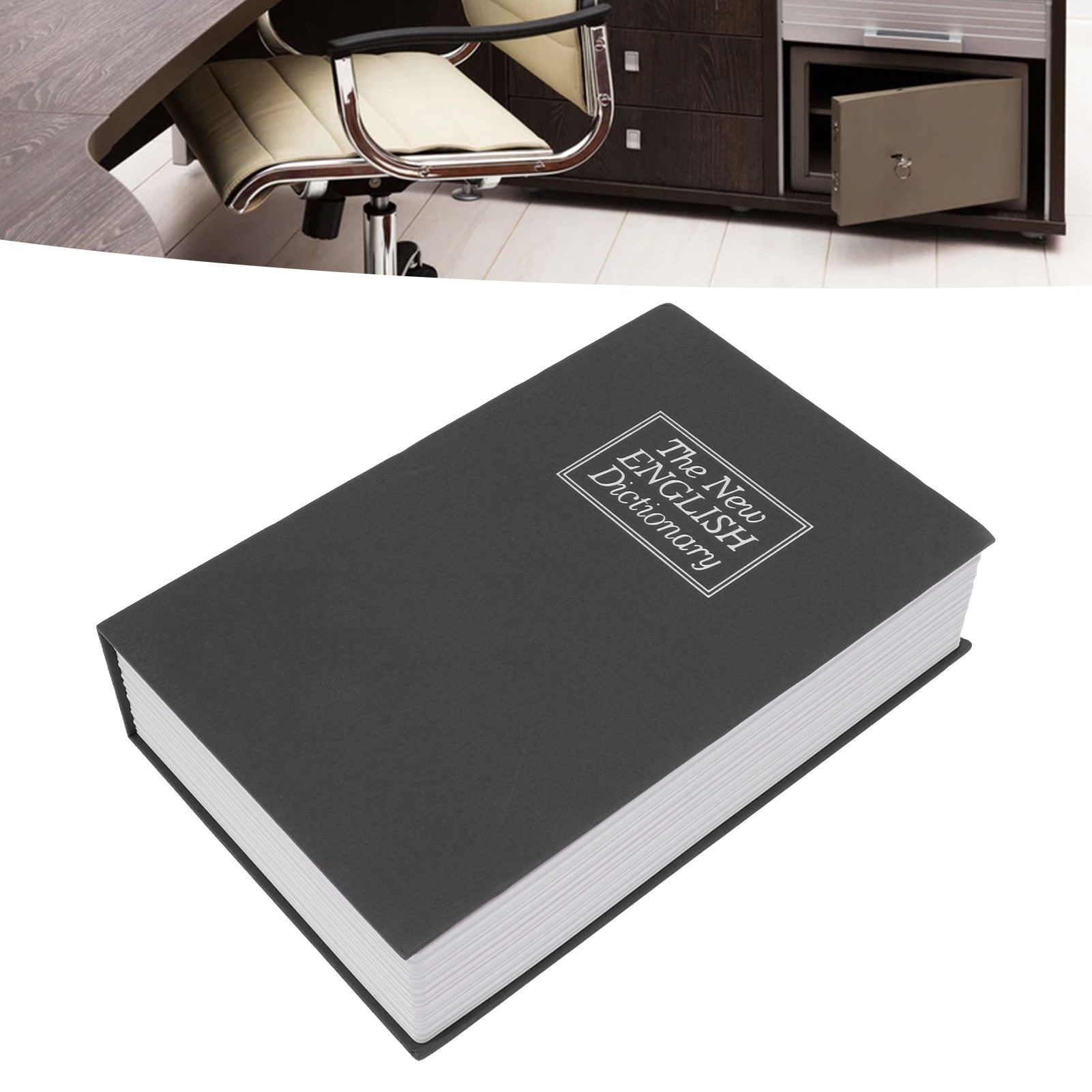 Book Safe Simulation Book Safe Box Portable Money Storing Box with Lock Key for Birthday Gift Black V1294-YM3117220224011-0421