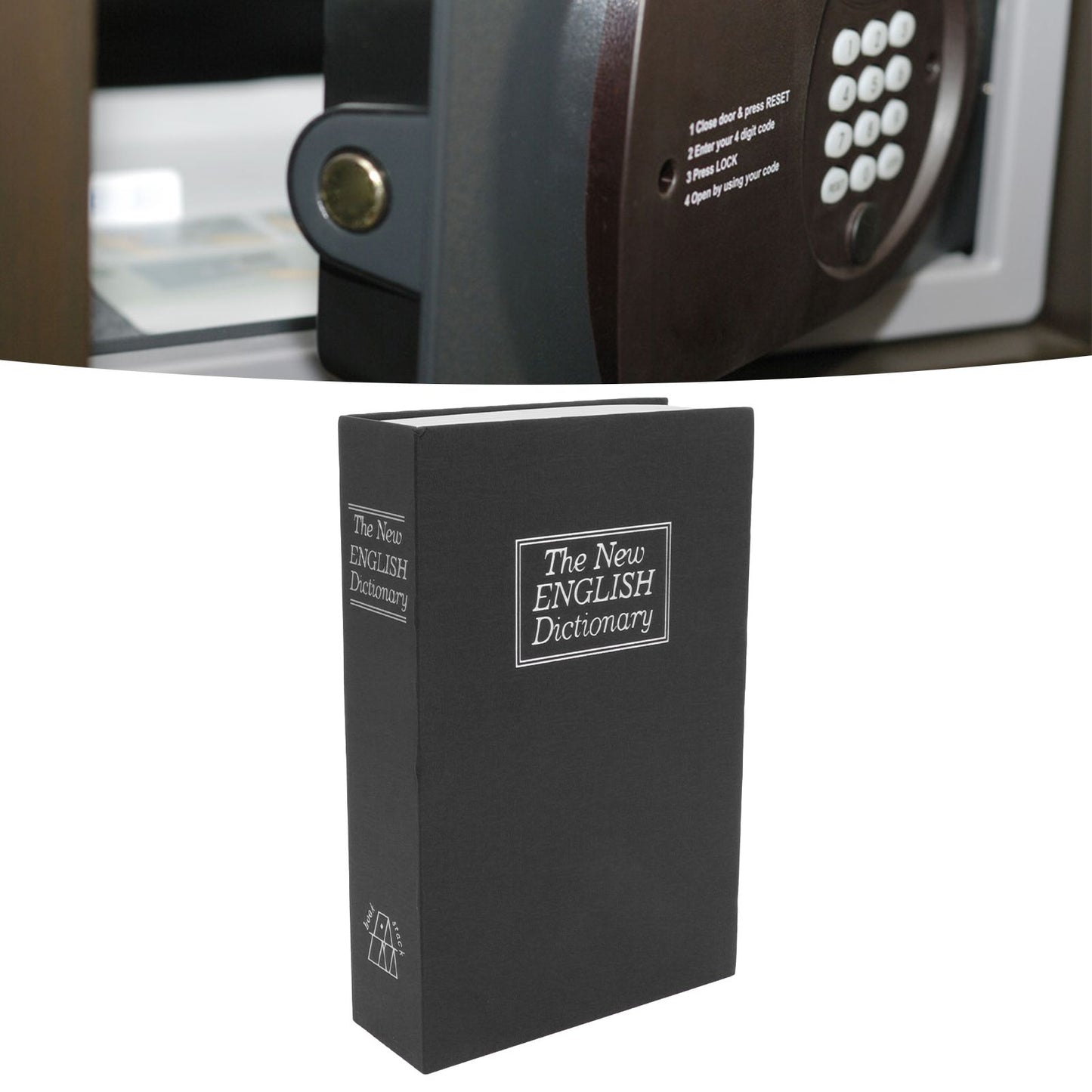 Book Safe Simulation Book Safe Box Portable Money Storing Box with Lock Key for Birthday Gift Black V1294-YM3117220224011-0421