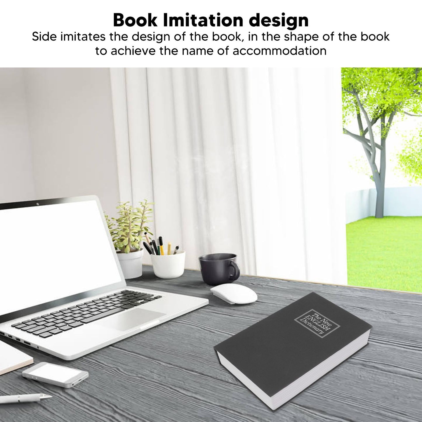 Book Safe Simulation Book Safe Box Portable Money Storing Box with Lock Key for Birthday Gift Black V1294-YM3117220224011-0421