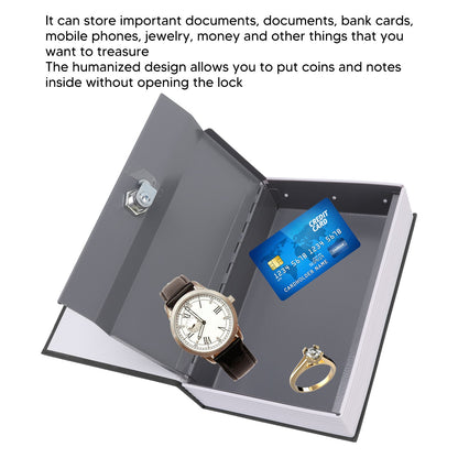 Book Safe Simulation Book Safe Box Portable Money Storing Box with Lock Key for Birthday Gift Black V1294-YM3117220224011-0421