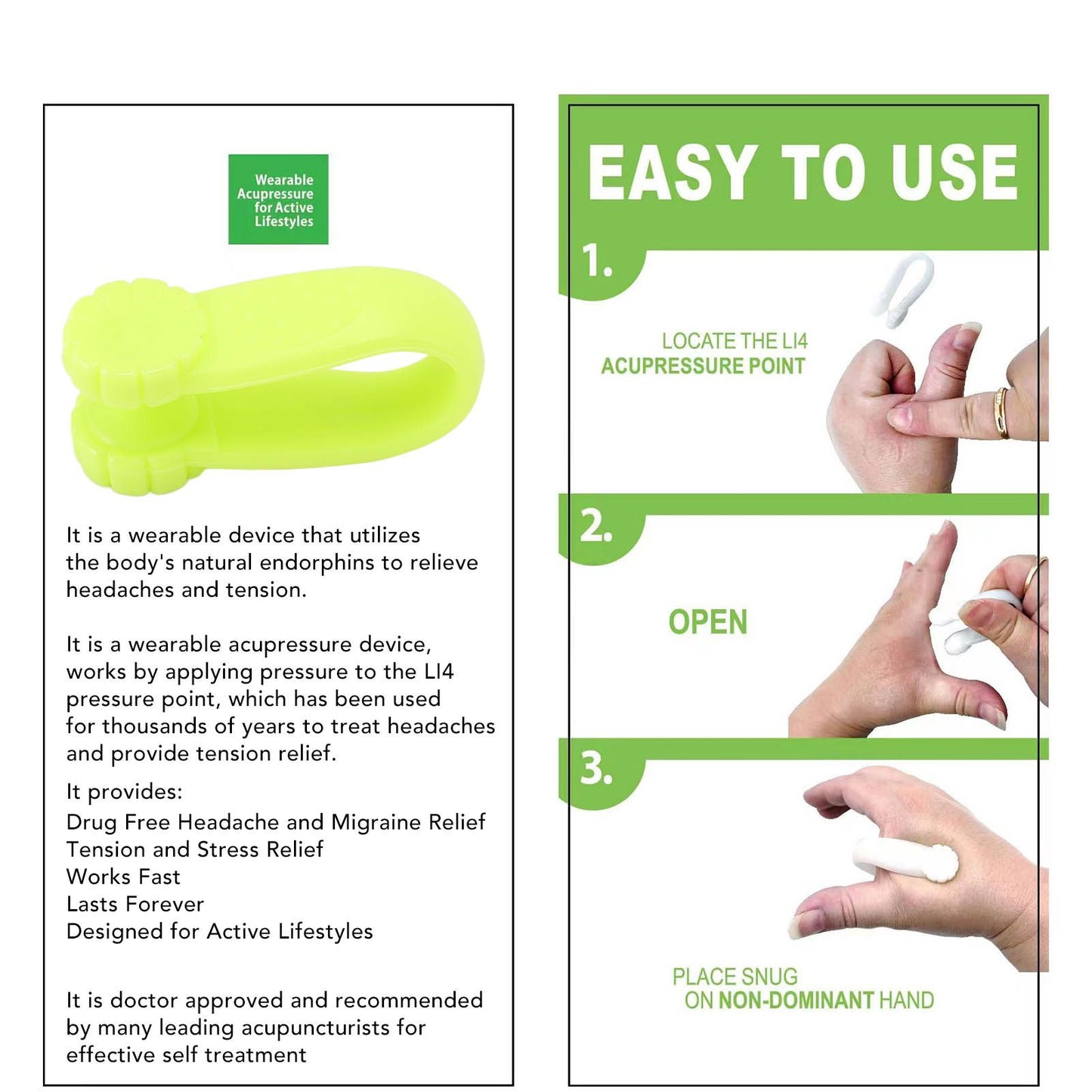 8PCS Hand Pressure Point Tool Plastic Hand Acupressure Clip for Between Thumb and Index Migraine Headache V1294-YM3117220224311-0421