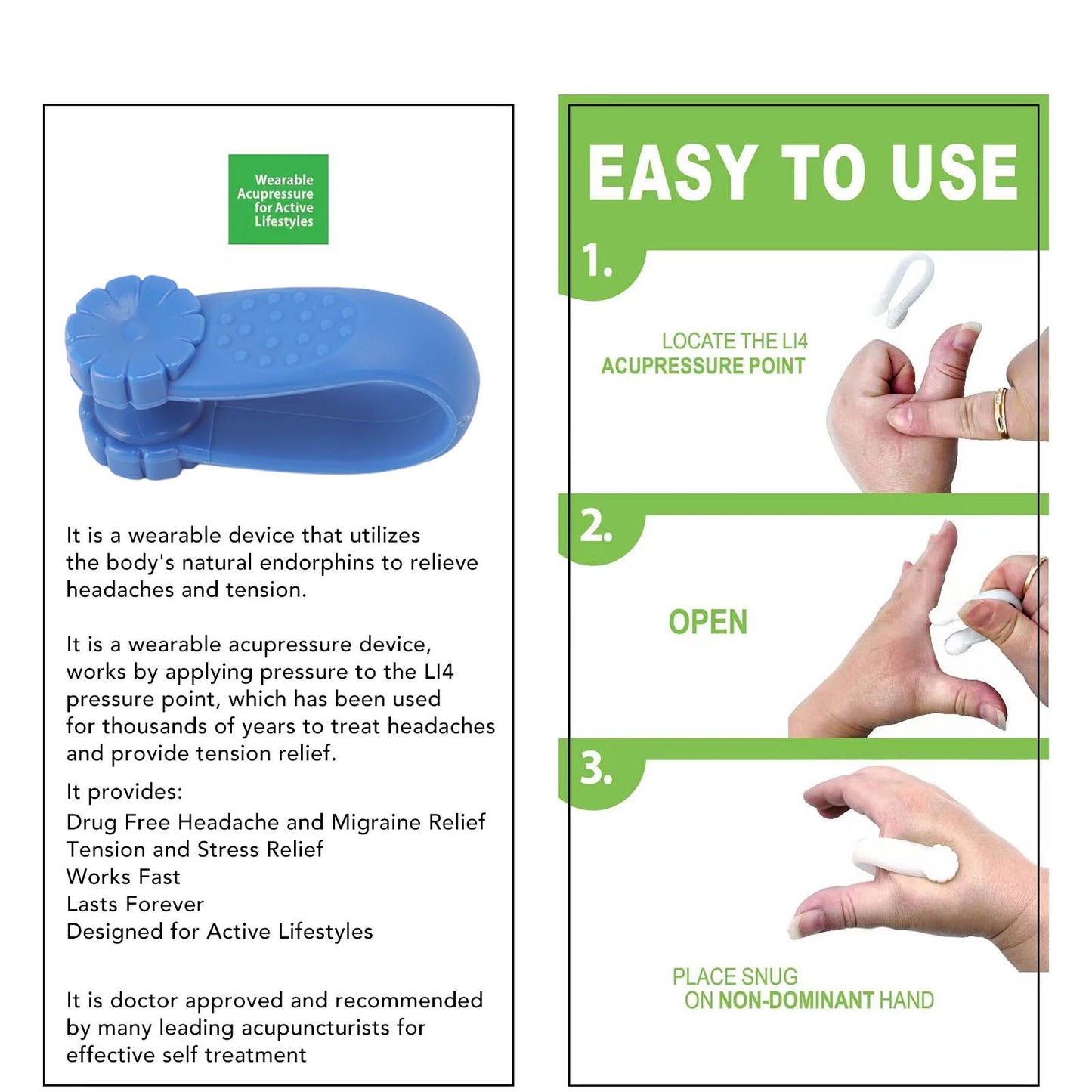 8PCS Hand Pressure Point Tool Plastic Hand Acupressure Clip for Between Thumb and Index Migraine Headache V1294-YM3117220224312-0421