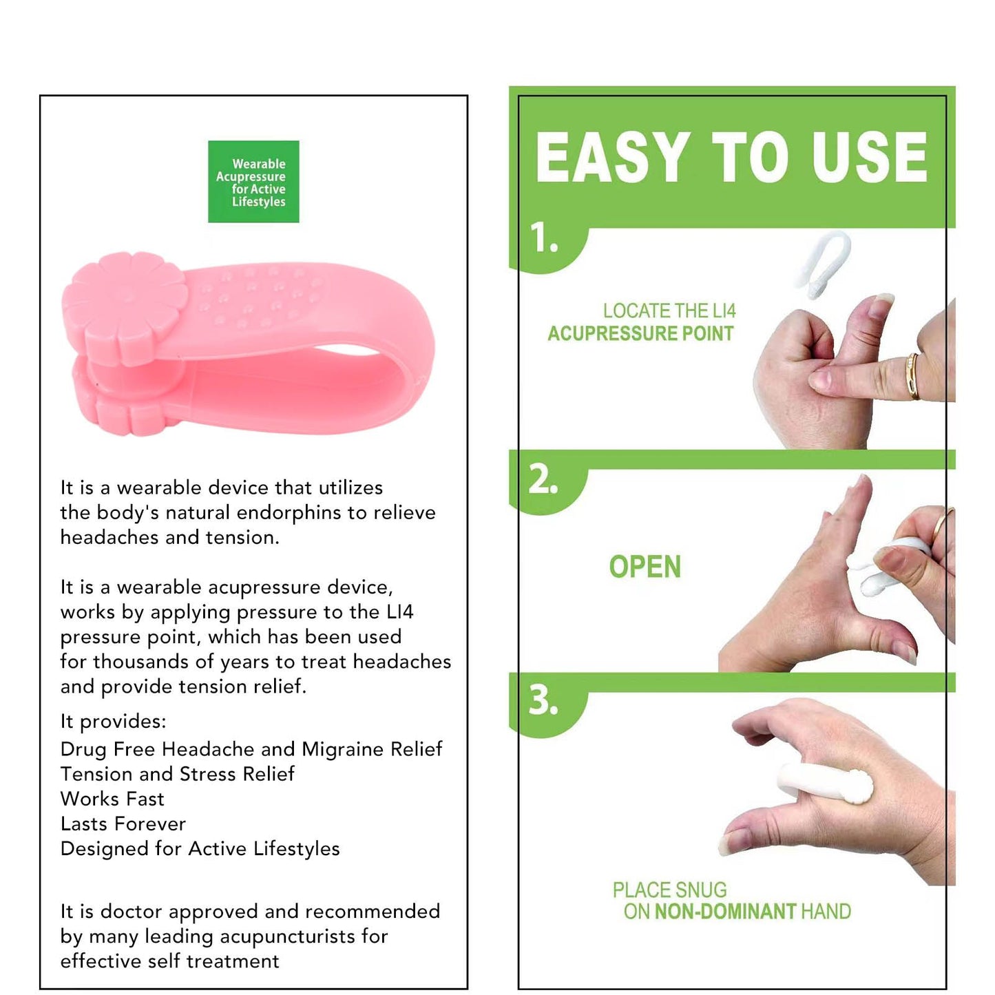 8PCS Hand Pressure Point Tool Plastic Hand Acupressure Clip for Between Thumb and Index Migraine Headache V1294-YM3117220224314-0421