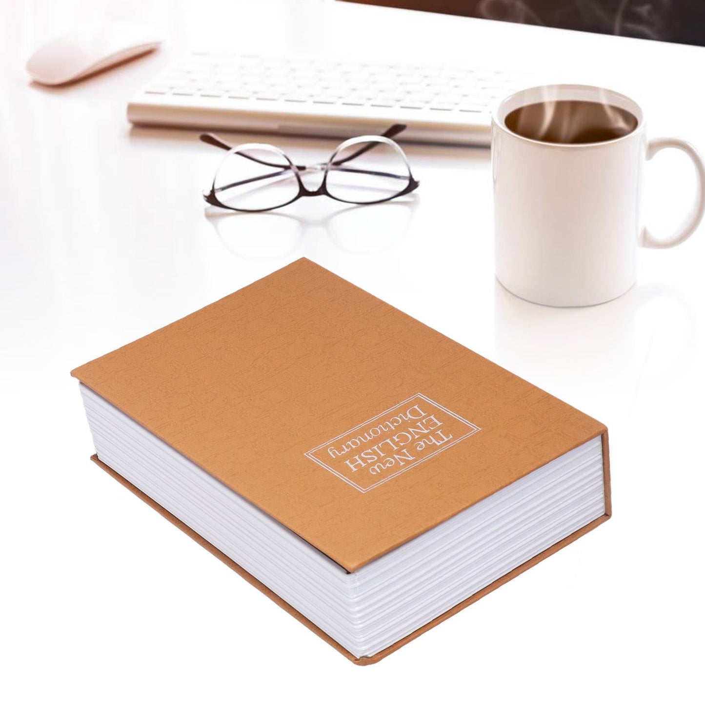 Book Safe Case Simulation Portable Safe Storage Box with Combination Lock for Bank Cards Jewelry Money Brown V1294-YM3117220224611-0421