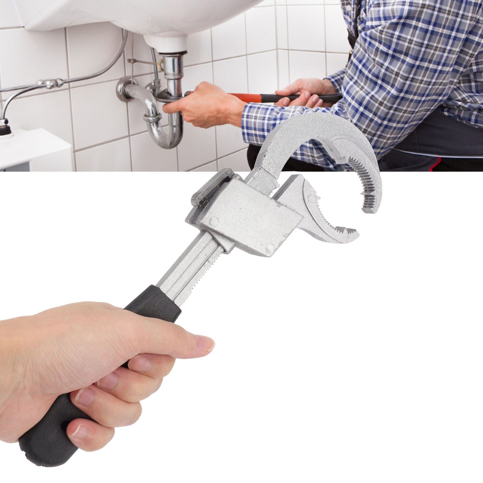 Universal Adjustable Wrench Multifunctional Aluminum Alloy Bathroom Wrench Repair Tool for Sink V1294-YM3117220224811-0421