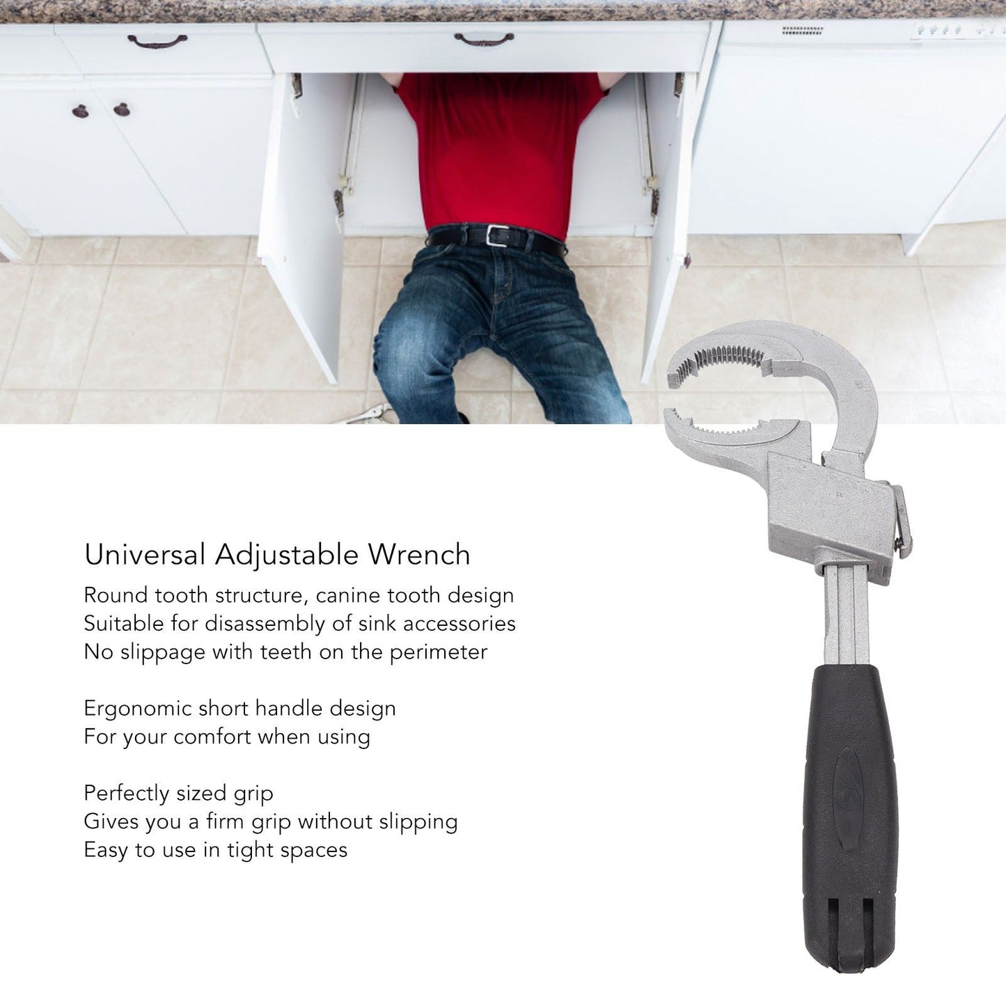 Universal Adjustable Wrench Multifunctional Aluminum Alloy Bathroom Wrench Repair Tool for Sink V1294-YM3117220224811-0421
