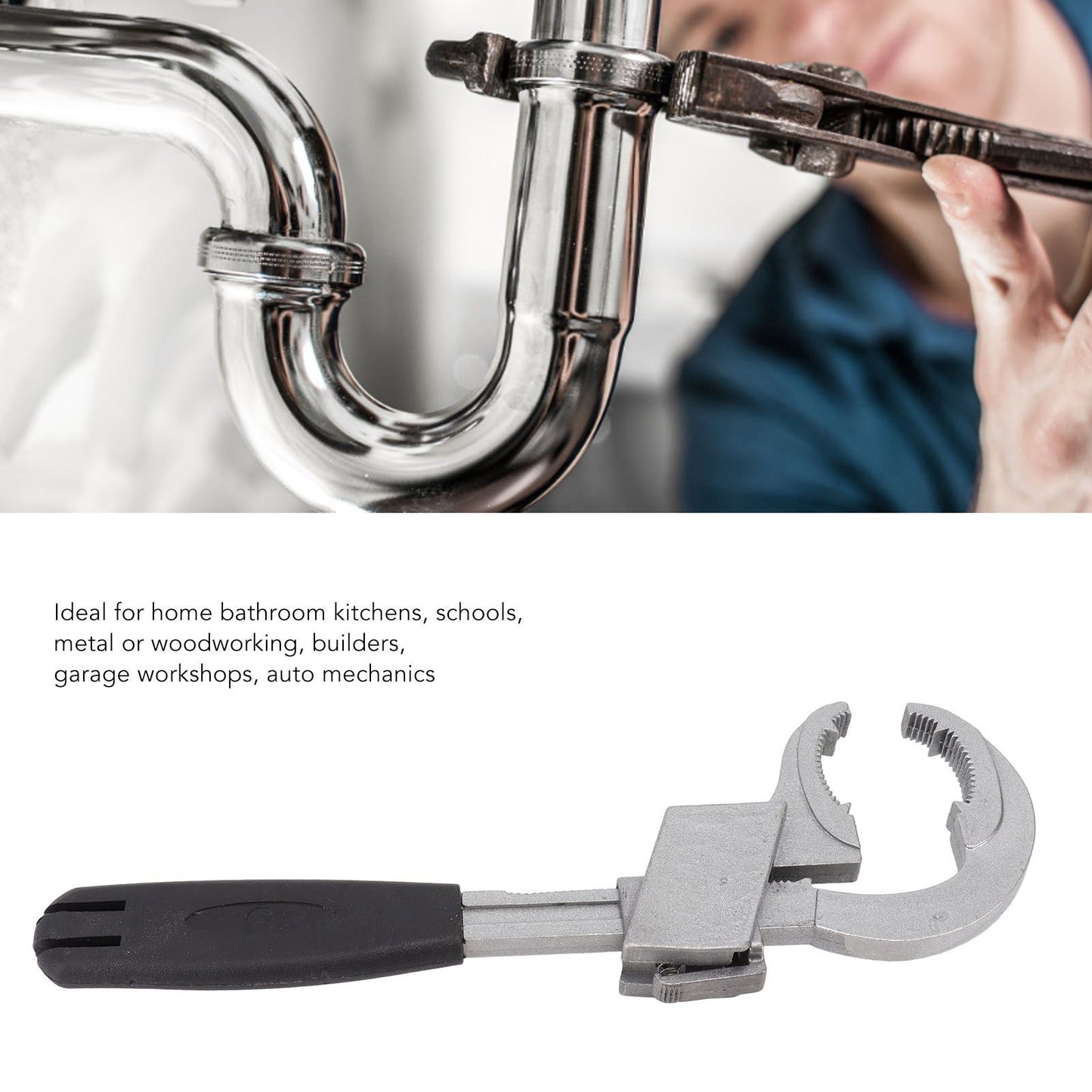Universal Adjustable Wrench Multifunctional Aluminum Alloy Bathroom Wrench Repair Tool for Sink V1294-YM3117220224811-0421
