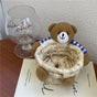 Cute Cartoon Bear Storage Basket Straw Storage Basket for Desktop Office Bedroom S V1294-YM3117220225911-0421