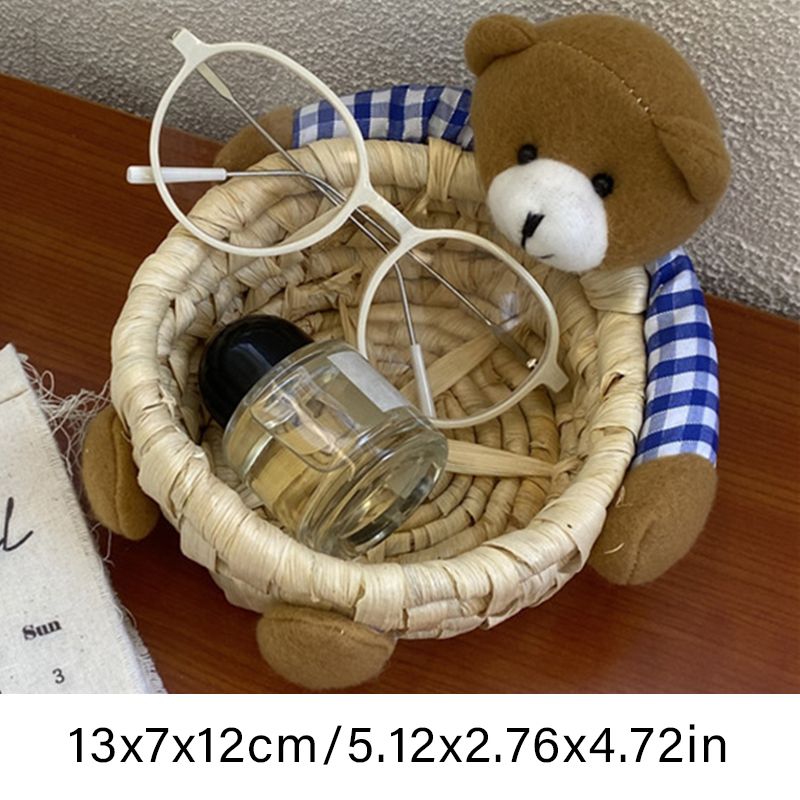 Cute Cartoon Bear Storage Basket Straw Storage Basket for Desktop Office Bedroom M V1294-YM3117220225912-0421