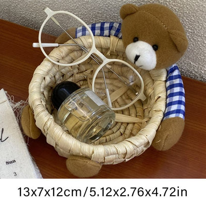 Cute Cartoon Bear Storage Basket Straw Storage Basket for Desktop Office Bedroom M V1294-YM3117220225912-0421
