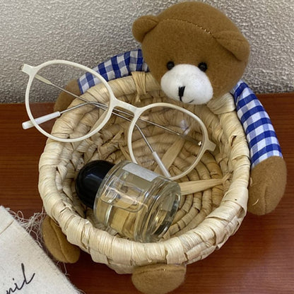Cute Cartoon Bear Storage Basket Straw Storage Basket for Desktop Office Bedroom M V1294-YM3117220225912-0421