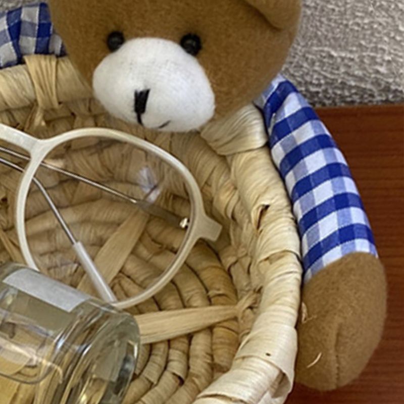 Cute Cartoon Bear Storage Basket Straw Storage Basket for Desktop Office Bedroom M V1294-YM3117220225912-0421
