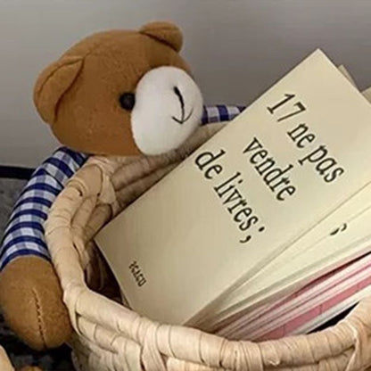 Cute Cartoon Bear Storage Basket Straw Storage Basket for Desktop Office Bedroom L V1294-YM3117220225913-0421