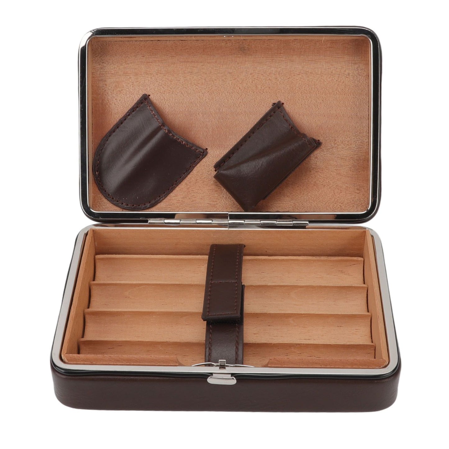 Cigar Holder Case Portable Travel Leather Cigar Humidor Case with Cedarwood Lining for 4 Count Cigars V1294-YM3117220227711-0421