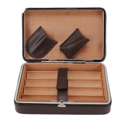 Cigar Holder Case Portable Travel Leather Cigar Humidor Case with Cedarwood Lining for 4 Count Cigars V1294-YM3117220227711-0421