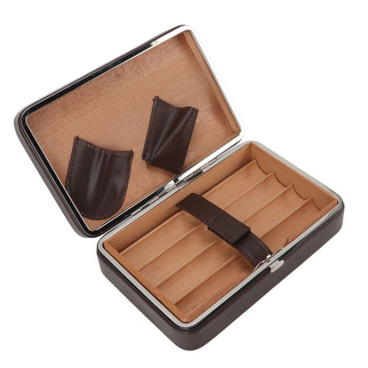 Cigar Holder Case Portable Travel Leather Cigar Humidor Case with Cedarwood Lining for 4 Count Cigars V1294-YM3117220227711-0421