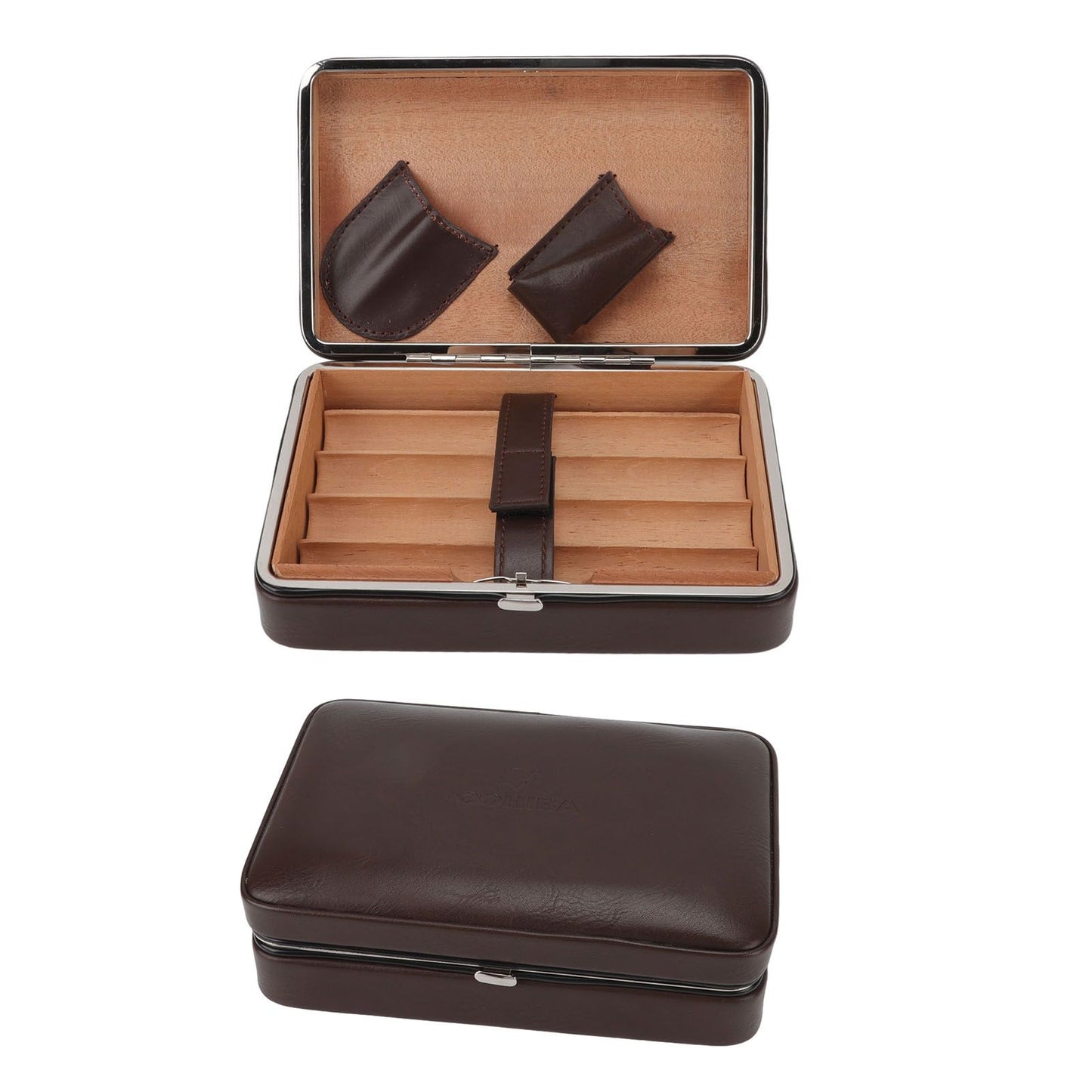 Cigar Holder Case Portable Travel Leather Cigar Humidor Case with Cedarwood Lining for 4 Count Cigars V1294-YM3117220227711-0421
