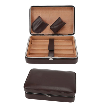 Cigar Holder Case Portable Travel Leather Cigar Humidor Case with Cedarwood Lining for 4 Count Cigars V1294-YM3117220227711-0421