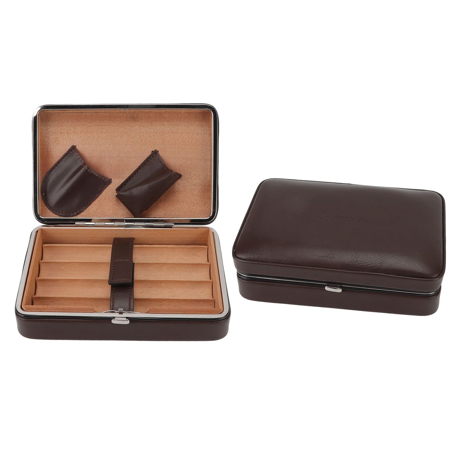 Cigar Holder Case Portable Travel Leather Cigar Humidor Case with Cedarwood Lining for 4 Count Cigars V1294-YM3117220227711-0421