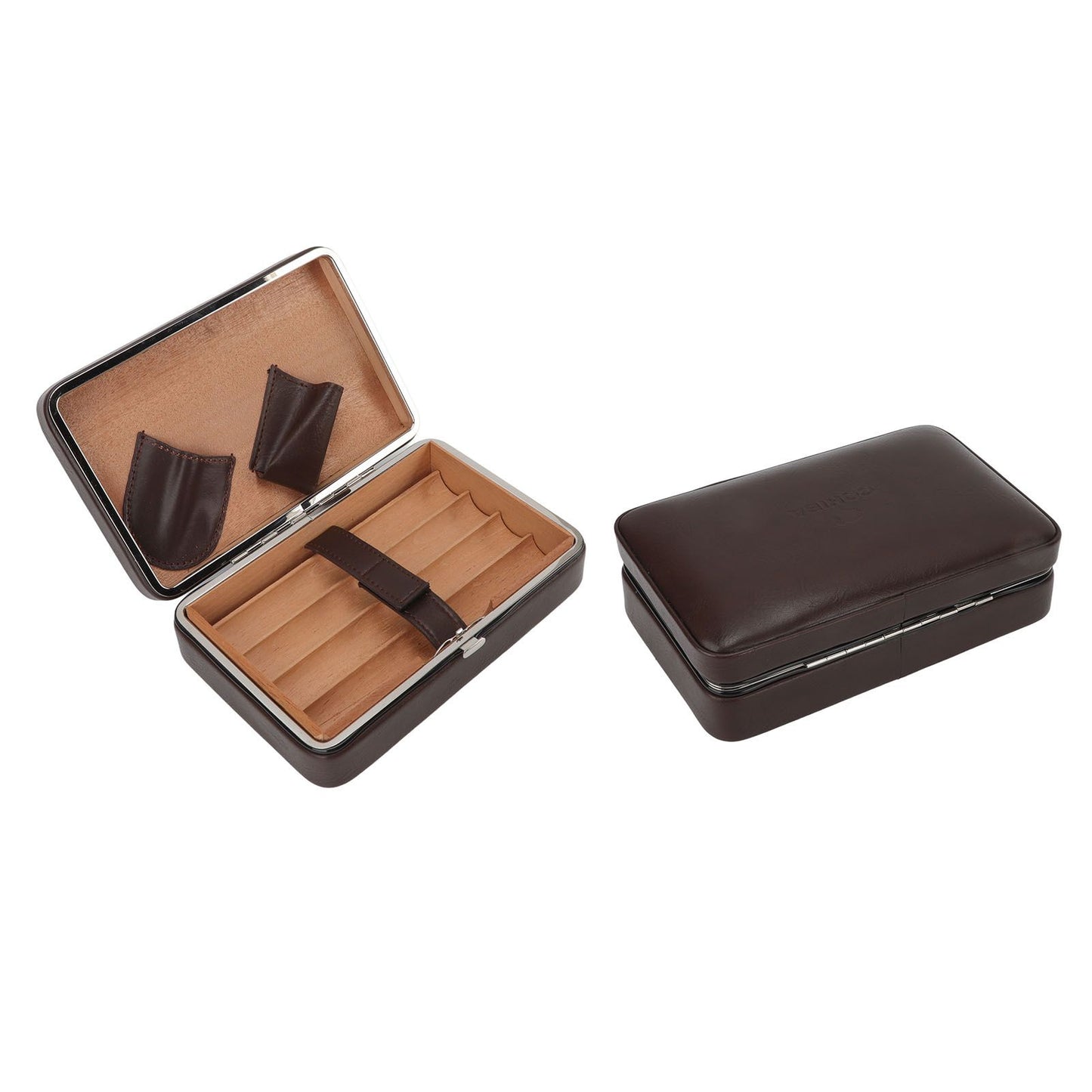 Cigar Holder Case Portable Travel Leather Cigar Humidor Case with Cedarwood Lining for 4 Count Cigars V1294-YM3117220227711-0421
