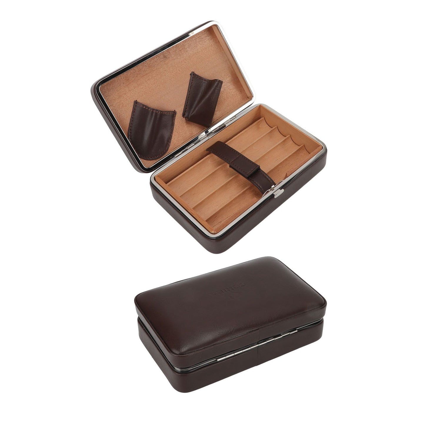 Cigar Holder Case Portable Travel Leather Cigar Humidor Case with Cedarwood Lining for 4 Count Cigars V1294-YM3117220227711-0421
