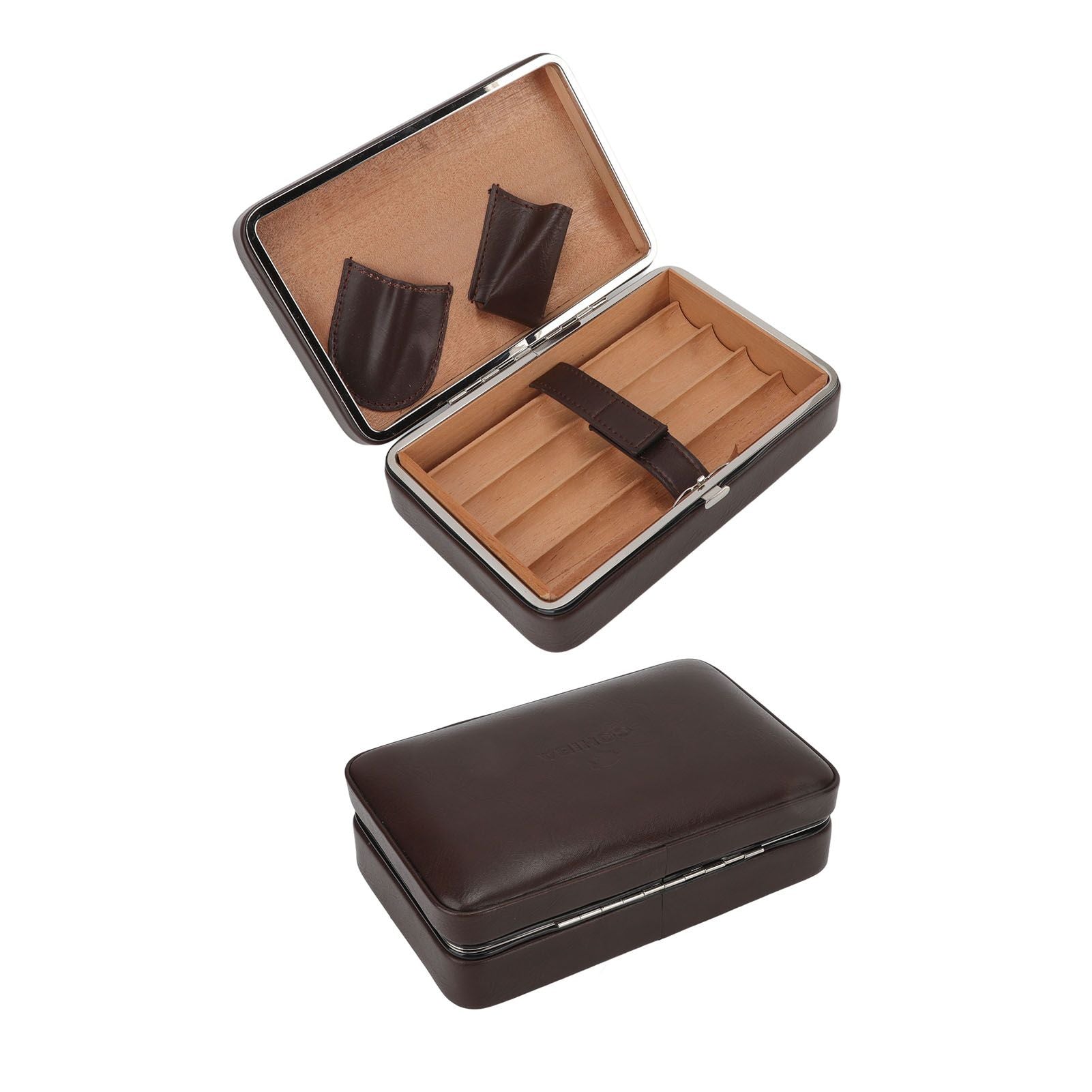 Cigar Holder Case Portable Travel Leather Cigar Humidor Case with Cedarwood Lining for 4 Count Cigars V1294-YM3117220227711-0421