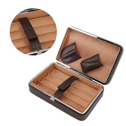 Cigar Holder Case Portable Travel Leather Cigar Humidor Case with Cedarwood Lining for 4 Count Cigars V1294-YM3117220227711-0421