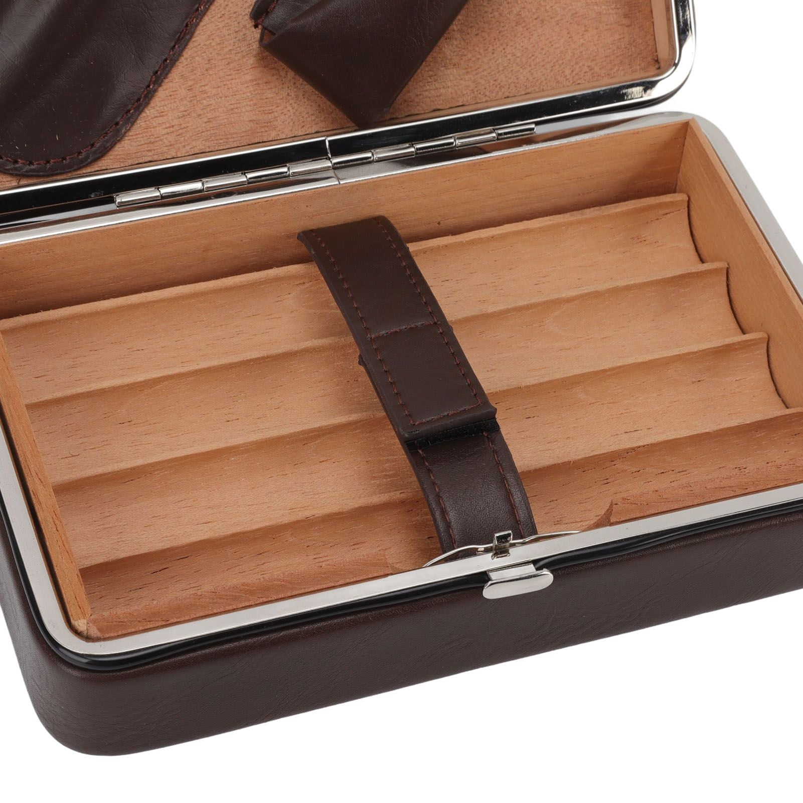 Cigar Holder Case Portable Travel Leather Cigar Humidor Case with Cedarwood Lining for 4 Count Cigars V1294-YM3117220227711-0421