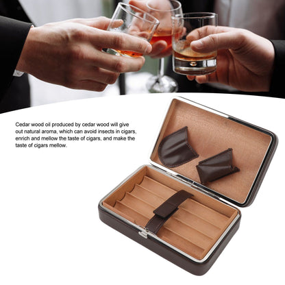 Cigar Holder Case Portable Travel Leather Cigar Humidor Case with Cedarwood Lining for 4 Count Cigars V1294-YM3117220227711-0421