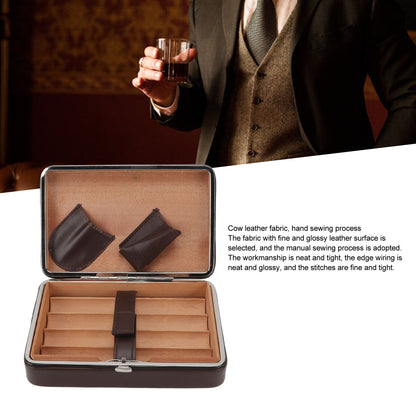 Cigar Holder Case Portable Travel Leather Cigar Humidor Case with Cedarwood Lining for 4 Count Cigars V1294-YM3117220227711-0421
