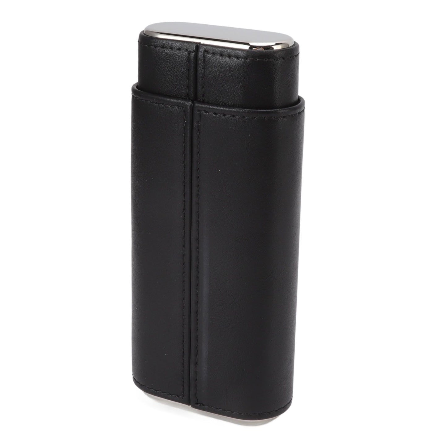 3 Finger Cigar Case Iron Cover Portable Soft Glossy Leather Cigar Holder Case with Cutter for Travel Black V1294-YM3117220227811-0421