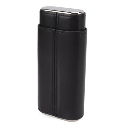 3 Finger Cigar Case Iron Cover Portable Soft Glossy Leather Cigar Holder Case with Cutter for Travel Black V1294-YM3117220227811-0421