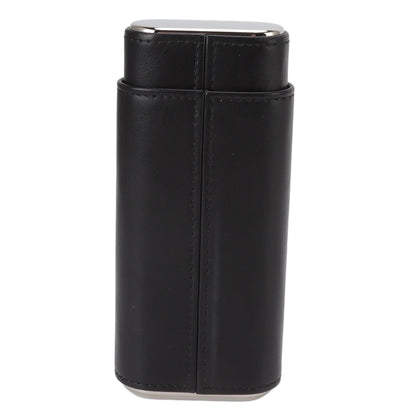 3 Finger Cigar Case Iron Cover Portable Soft Glossy Leather Cigar Holder Case with Cutter for Travel Black V1294-YM3117220227811-0421