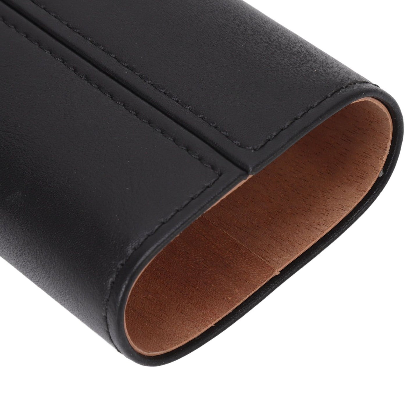 3 Finger Cigar Case Iron Cover Portable Soft Glossy Leather Cigar Holder Case with Cutter for Travel Black V1294-YM3117220227811-0421