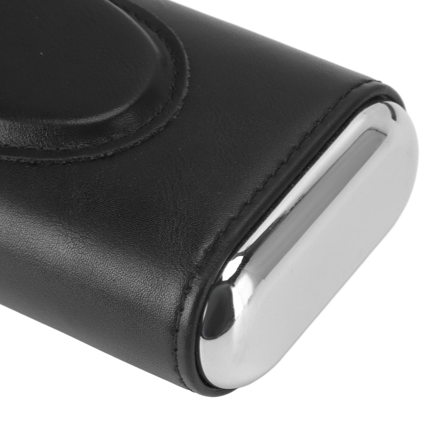 3 Finger Cigar Case Iron Cover Portable Soft Glossy Leather Cigar Holder Case with Cutter for Travel Black V1294-YM3117220227811-0421