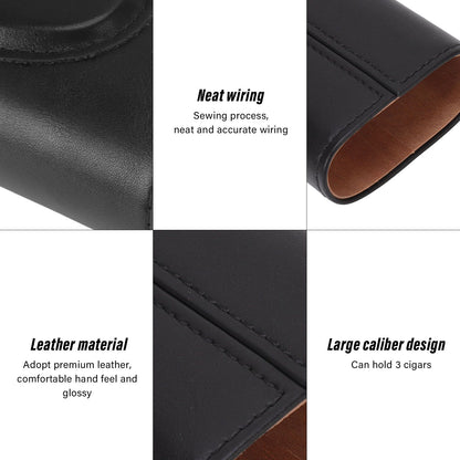 3 Finger Cigar Case Iron Cover Portable Soft Glossy Leather Cigar Holder Case with Cutter for Travel Black V1294-YM3117220227811-0421