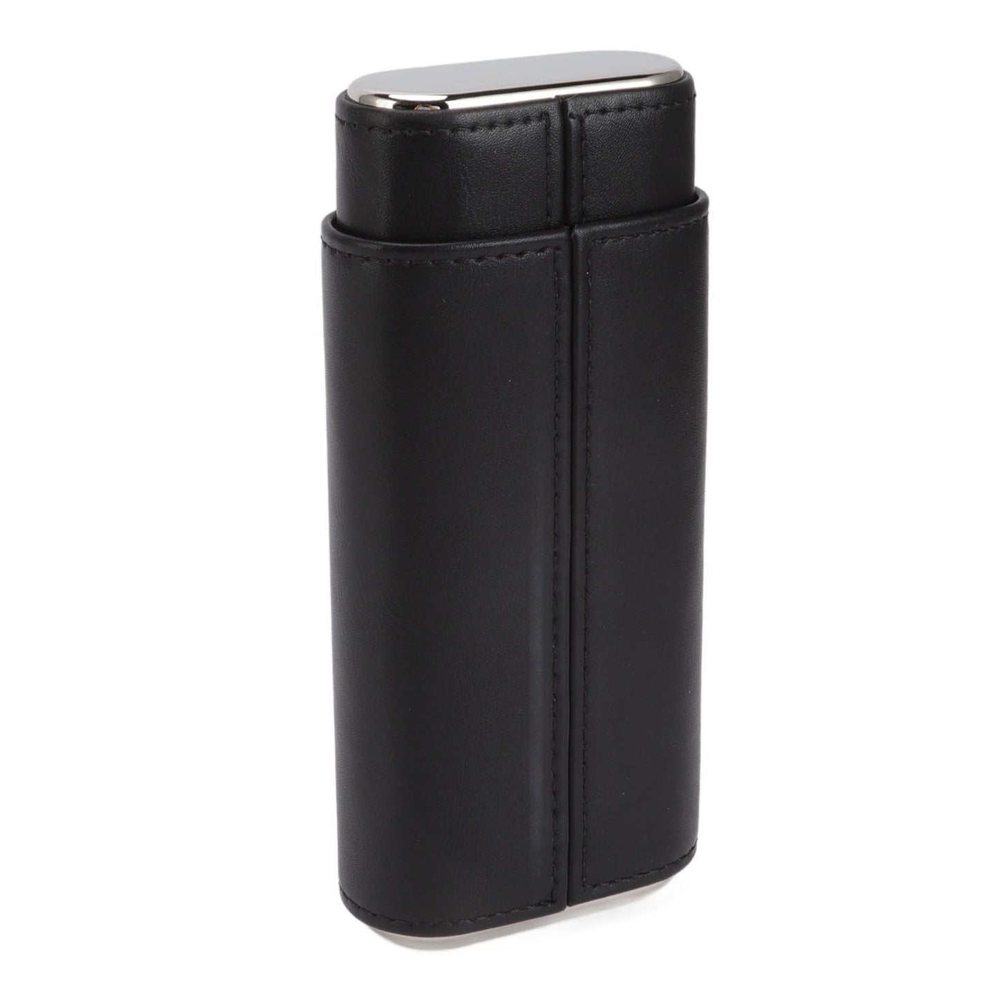 3 Finger Cigar Case Iron Cover Portable Soft Glossy Leather Cigar Holder Case with Cutter for Travel Black V1294-YM3117220227811-0421