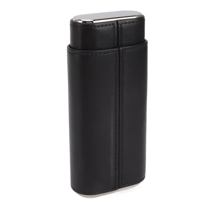 3 Finger Cigar Case Iron Cover Portable Soft Glossy Leather Cigar Holder Case with Cutter for Travel Black V1294-YM3117220227811-0421