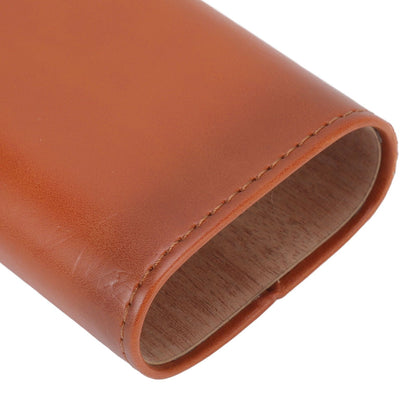 3 Finger Cigar Case Iron Cover Portable Soft Glossy Leather Cigar Holder Case with Cutter for Travel Brown V1294-YM3117220227812-0421