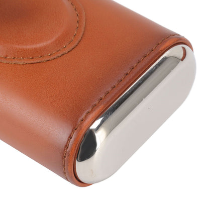 3 Finger Cigar Case Iron Cover Portable Soft Glossy Leather Cigar Holder Case with Cutter for Travel Brown V1294-YM3117220227812-0421
