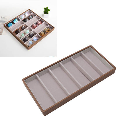 Eyeglass Display Organizer Wood Grain 6 Compartments Glasses Display Tray Sunglasses Storage Cases V1294-YM3117220229011-0421