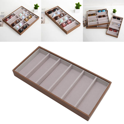 Eyeglass Display Organizer Wood Grain 6 Compartments Glasses Display Tray Sunglasses Storage Cases V1294-YM3117220229011-0421