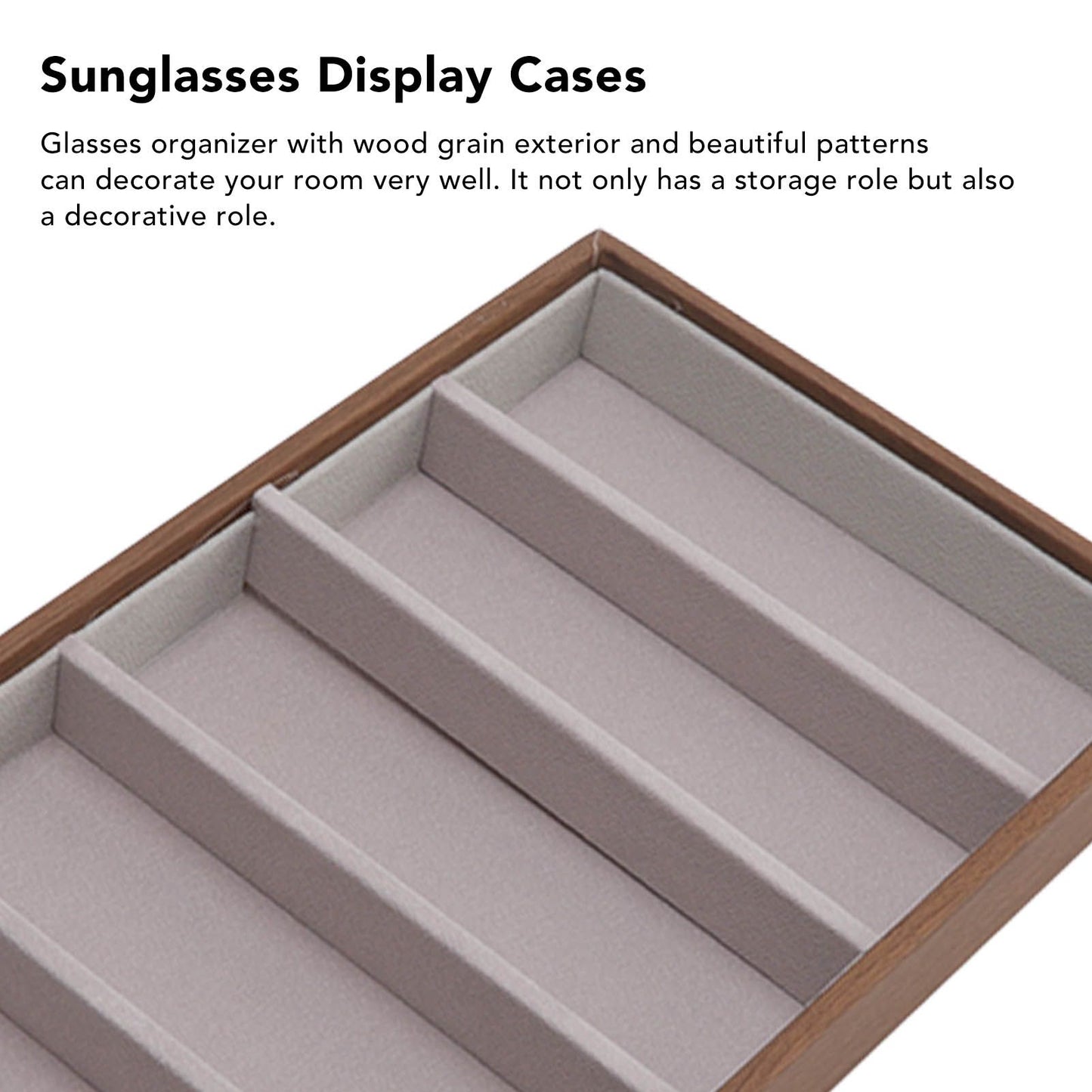 Eyeglass Display Organizer Wood Grain 6 Compartments Glasses Display Tray Sunglasses Storage Cases V1294-YM3117220229011-0421