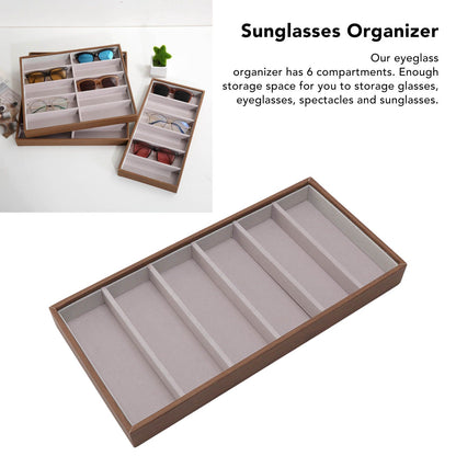 Eyeglass Display Organizer Wood Grain 6 Compartments Glasses Display Tray Sunglasses Storage Cases V1294-YM3117220229011-0421